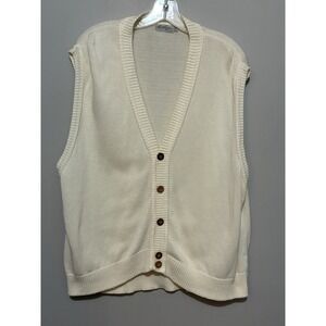 VTG Ben Hogan Cardigan Button Vest Mens Sz XL Cream V-Neck Cotton Preppy Grandpa